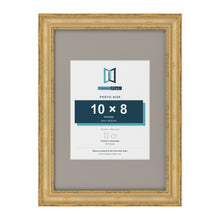 Cassis Gold A3 picture frame with a dawn grey mount for a 10 x 8 inch photo