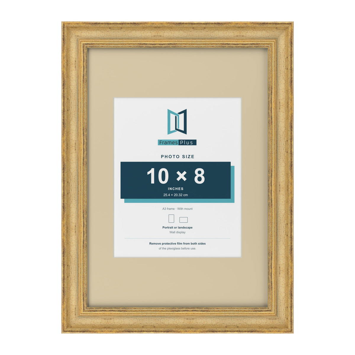 Cassis Gold A3 picture frame with an ivory mount for a 10 x 8 inch photo