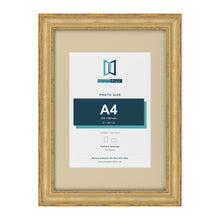 Cassis Gold A3 picture frame with an ivory mount for an A4 photo