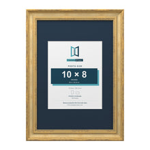 Cassis Gold A3 picture frame with a pacific blue mount for a 10 x 8 inch photo