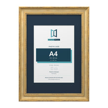 Cassis Gold A3 picture frame with a pacific blue mount for an A4 photo