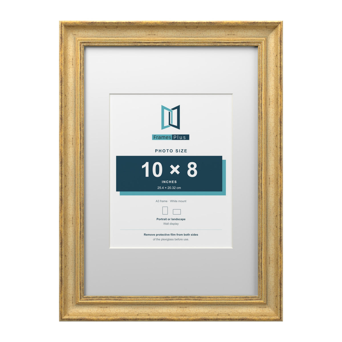 Cassis Gold A3 picture frame with a white mount for a 10 x 8 inch photo