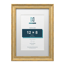 Cassis Gold A3 picture frame with a white mount for a 12 x 8 inch photo
