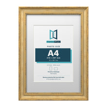 Cassis Gold A3 picture frame with a white mount for an A4 photo
