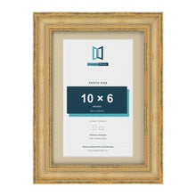 Cassis Gold A4 picture frame with an ivory mount for a 10 x 6 inch photo
