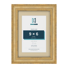 Cassis Gold A4 picture frame with an ivory mount for a 9 x 6 inch photo
