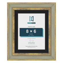 Cassis Green 10 x 8 inch picture frame with a black mount for an 8 x 6 inch photo