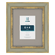 Cassis Green 10 x 8 inch picture frame with a dawn grey mount for a 6 x 4 inch photo