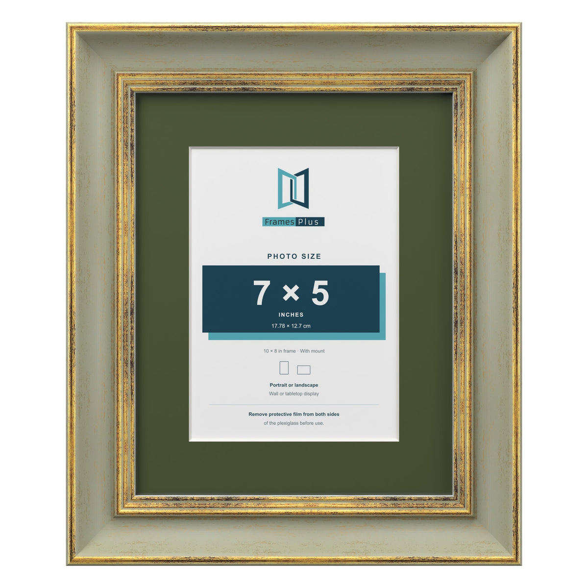 Cassis Green 10 x 8 inch picture frame with a green mount for a 7 x 5 inch photo