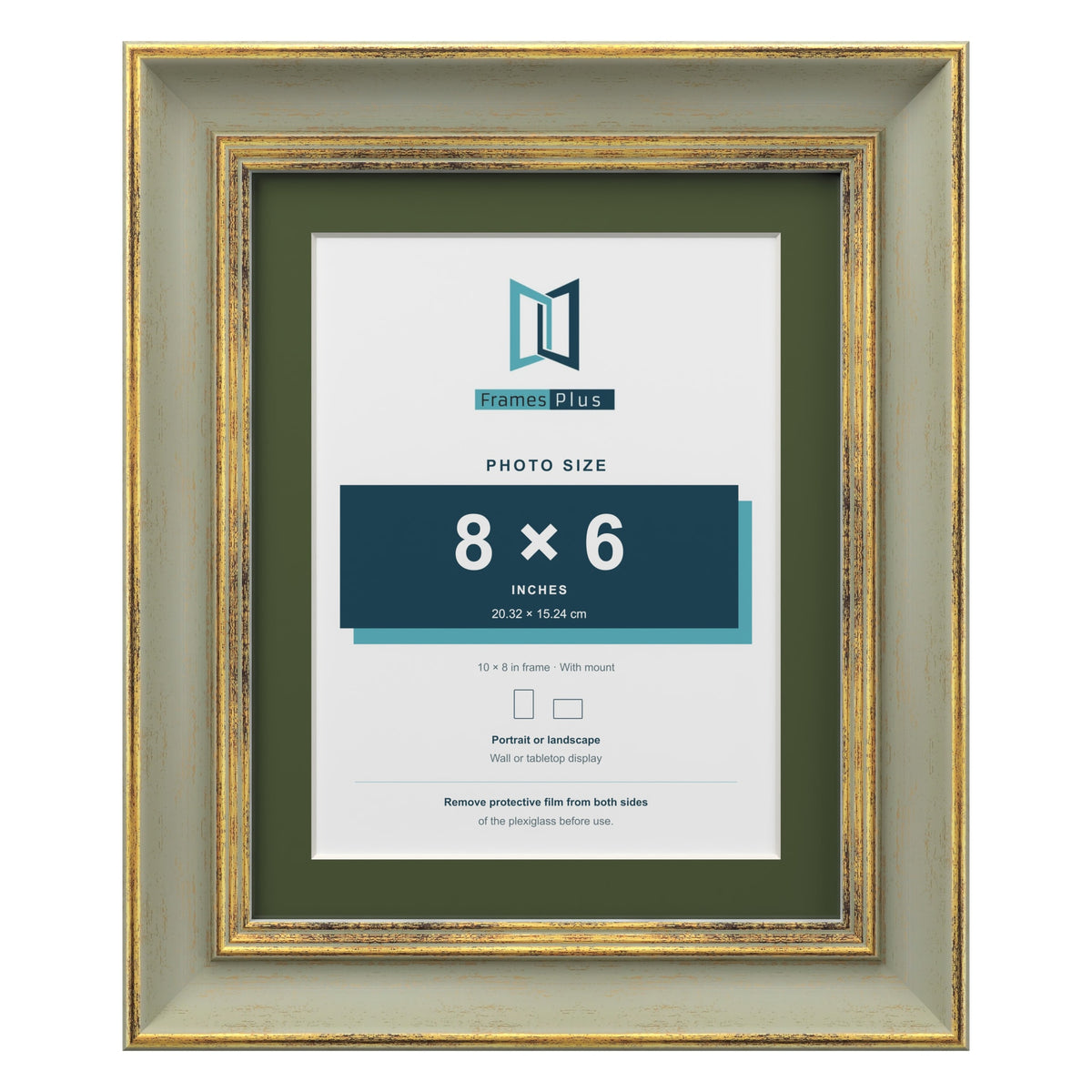 Cassis Green 10 x 8 inch picture frame with a green mount for an 8 x 6 inch photo