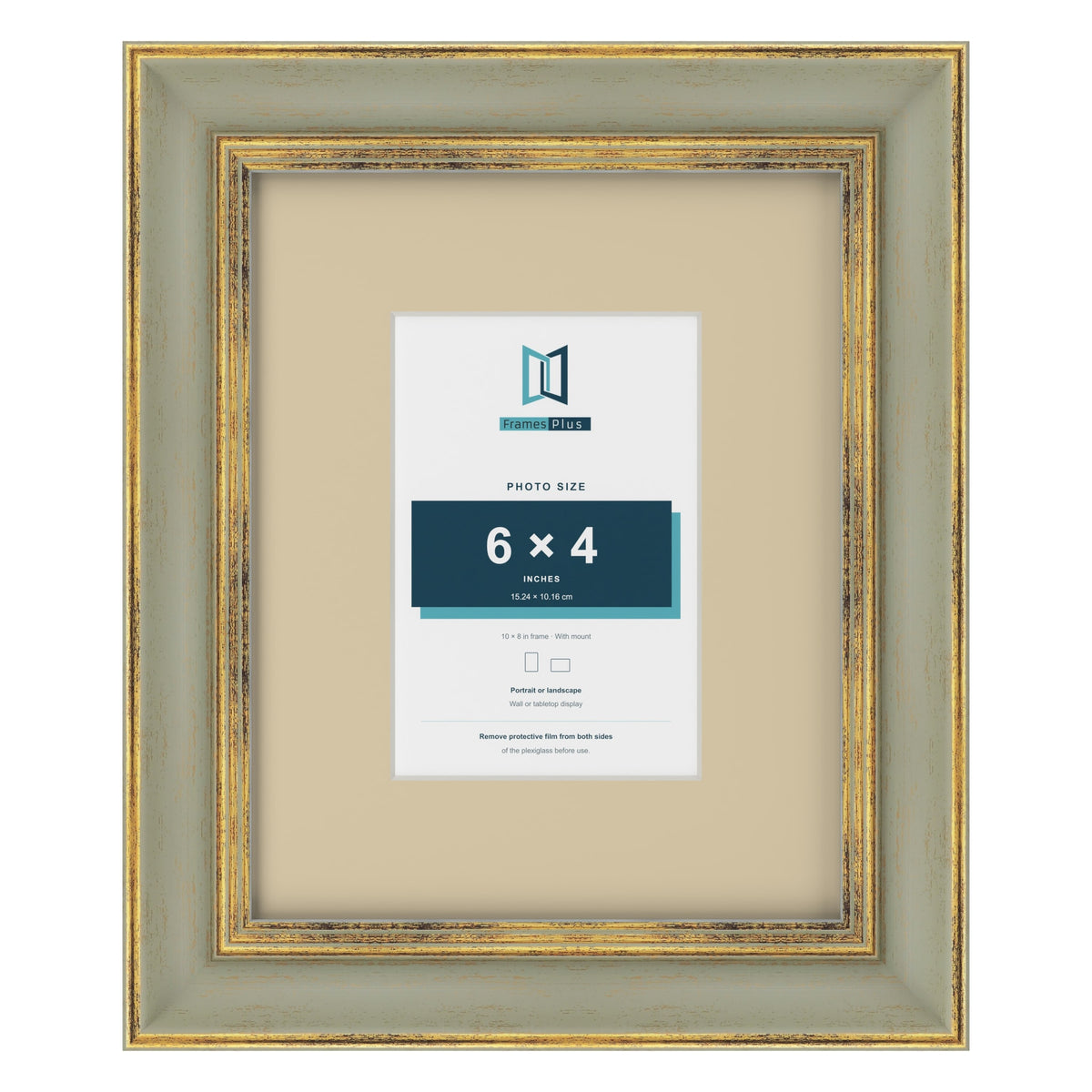 Cassis Green 10 x 8 inch picture frame with an ivory mount for a 6 x 4 inch photo