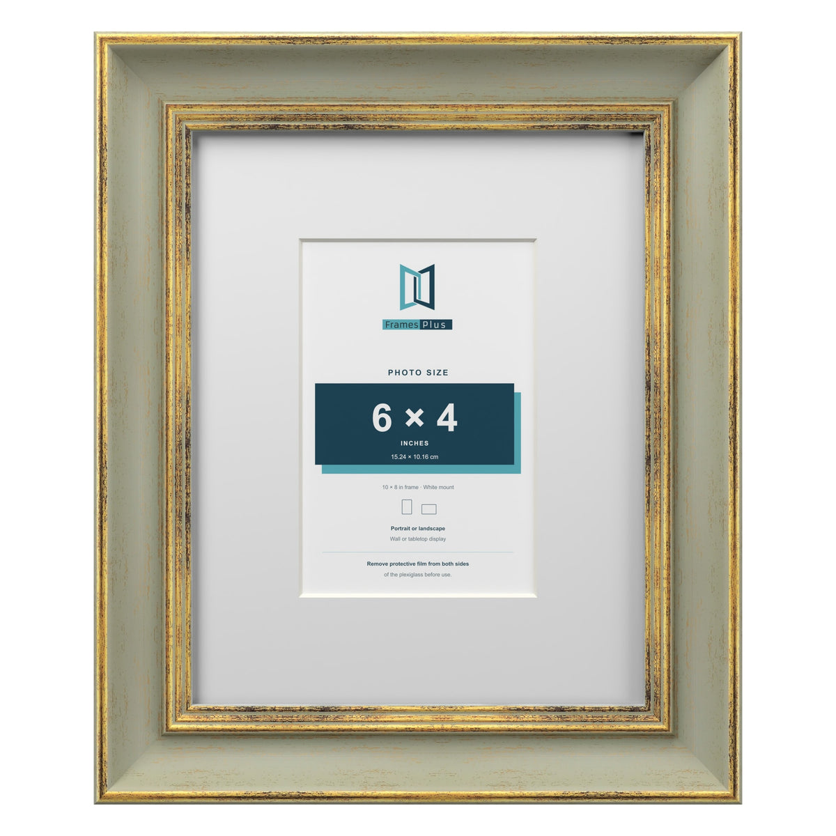 Cassis Green 10 x 8 inch picture frame with a white mount for a 6 x 4 inch photo