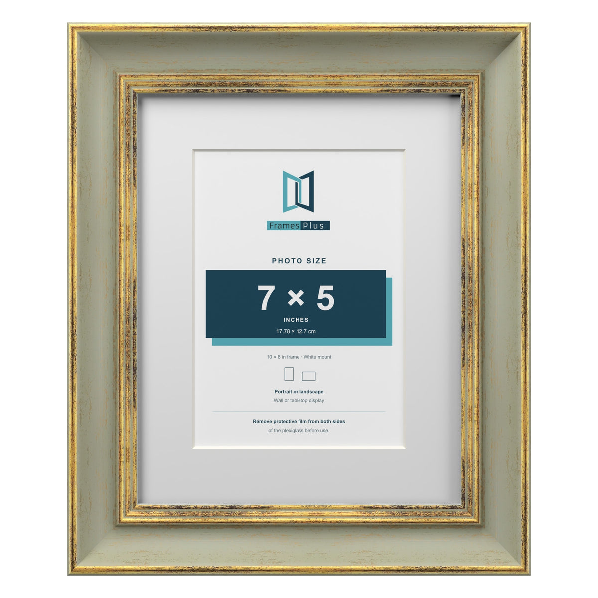 Cassis Green 10 x 8 inch picture frame with a white mount for a 7 x 5 inch photo