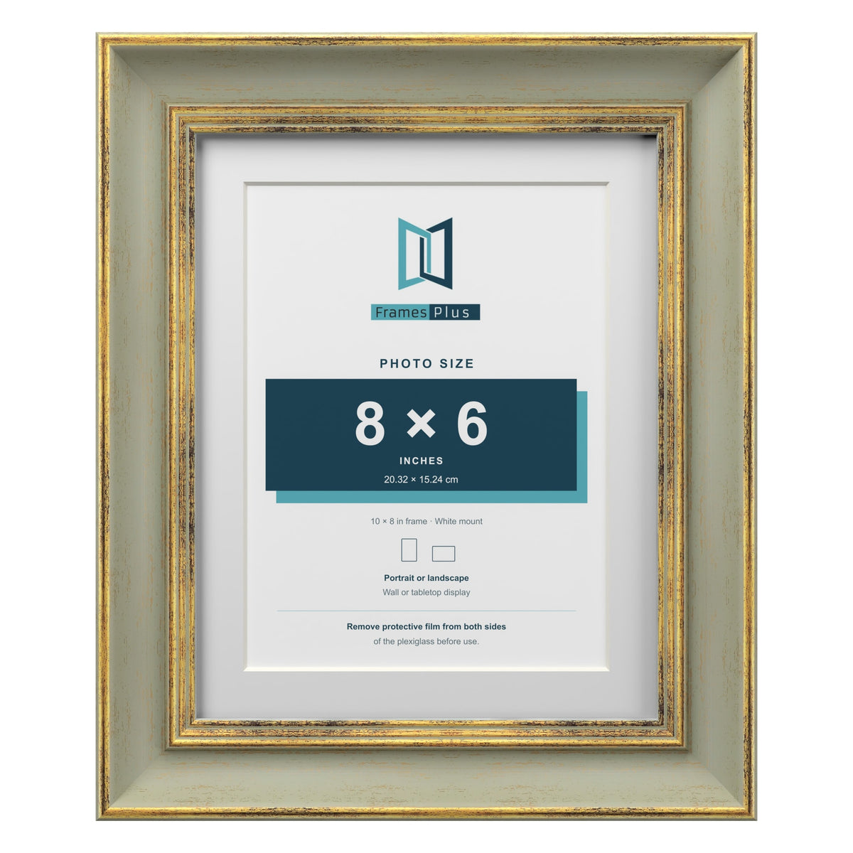 Cassis Green 10 x 8 inch picture frame with a white mount for an 8 x 6 inch photo