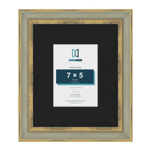 Cassis Green 12 x 10 inch picture frame with a black mount for a 7 x 5 inch photo