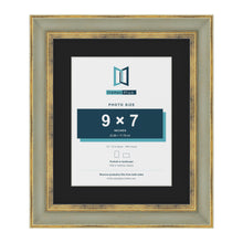 Cassis Green 12 x 10 inch picture frame with a black mount for a 9 x 7 inch photo