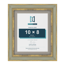 Cassis Green 12 x 10 inch picture frame with a dawn grey mount for a 10 x 8 inch photo