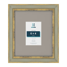 Cassis Green 12 x 10 inch picture frame with a dawn grey mount for a 6 x 4 inch photo