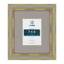 Cassis Green 12 x 10 inch picture frame with a dawn grey mount for a 7 x 5 inch photo