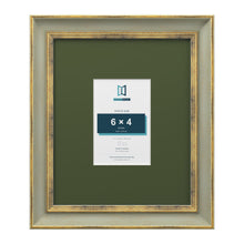 Cassis Green 12 x 10 inch picture frame with a green mount for a 6 x 4 inch photo