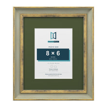 Cassis Green 12 x 10 inch picture frame with a green mount for an 8 x 6 inch photo