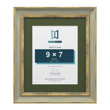 Cassis Green 12 x 10 inch picture frame with a green mount for a 9 x 7 inch photo