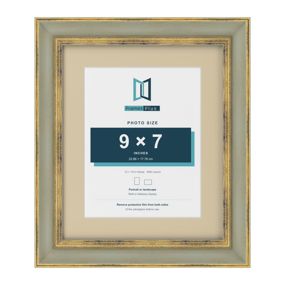 Cassis Green 12 x 10 inch picture frame with an ivory mount for a 9 x 7 inch photo