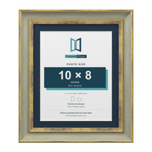 Cassis Green 12 x 10 inch picture frame with a pacific blue mount for a 10 x 8 inch photo