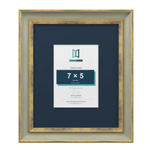 Cassis Green 12 x 10 inch picture frame with a pacific blue mount for a 7 x 5 inch photo