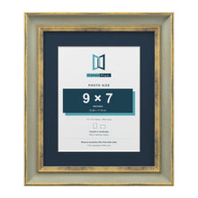 Cassis Green 12 x 10 inch picture frame with a pacific blue mount for a 9 x 7 inch photo