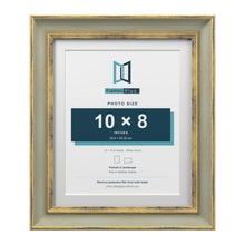 Cassis Green 12 x 10 inch picture frame with a white mount for a 10 x 8 inch photo