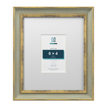 Cassis Green 12 x 10 inch picture frame with a white mount for a 6 x 4 inch photo