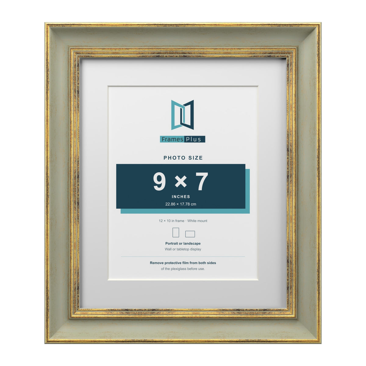 Cassis Green 12 x 10 inch picture frame with a white mount for a 9 x 7 inch photo