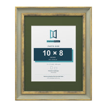 Cassis Green 14 x 11 inch picture frame with a green mount for a 10 x 8 inch photo