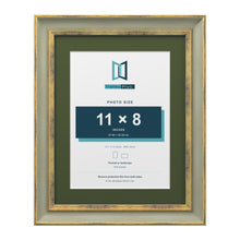 Cassis Green 14 x 11 inch picture frame with a green mount for an 11 x 8 inch photo