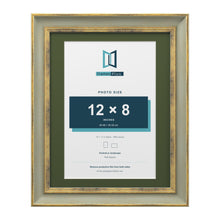 Cassis Green 14 x 11 inch picture frame with a green mount for a 12 x 8 inch photo