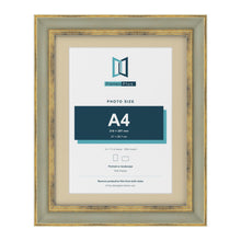 Cassis Green 14 x 11 inch picture frame with an ivory mount for an A4 photo
