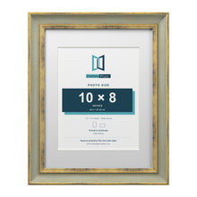 Cassis Green 14 x 11 inch picture frame with a white mount for a 10 x 8 inch photo