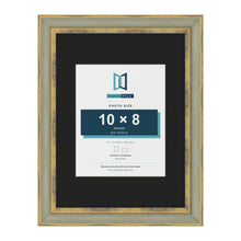 Cassis Green 16 x 12 inch picture frame with a black mount for a 10 x 8 inch photo
