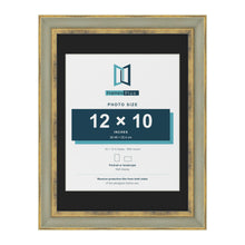 Cassis Green 16 x 12 inch picture frame with a black mount for a 12 x 10 inch photo