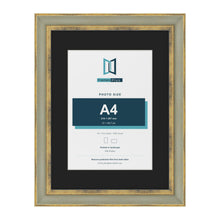 Cassis Green 16 x 12 inch picture frame with a black mount for an A4 photo