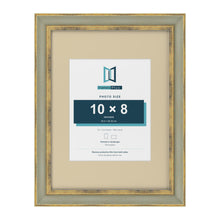 Cassis Green 16 x 12 inch picture frame with an ivory mount for a 10 x 8 inch photo