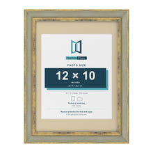 Cassis Green 16 x 12 inch picture frame with an ivory mount for a 12 x 10 inch photo