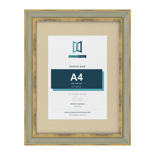 Cassis Green 16 x 12 inch picture frame with an ivory mount for an A4 photo