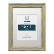 Cassis Green 16 x 12 inch picture frame with a white mount for a 10 x 8 inch photo