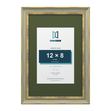 Cassis Green 18 x 12 inch picture frame with a green mount for a 12 x 8 inch photo