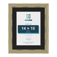 Cassis Green 18 x 14 inch picture frame with a black mount for a 14 x 10 inch photo