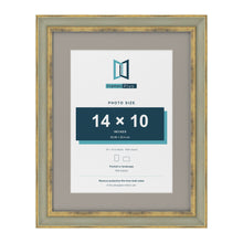 Cassis Green 18 x 14 inch picture frame with a dawn grey mount for a 14 x 10 inch photo