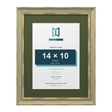Cassis Green 18 x 14 inch picture frame with a green mount for a 14 x 10 inch photo