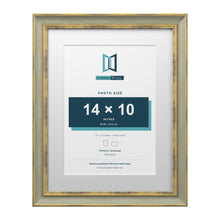 Cassis Green 18 x 14 inch picture frame with a white mount for a 14 x 10 inch photo
